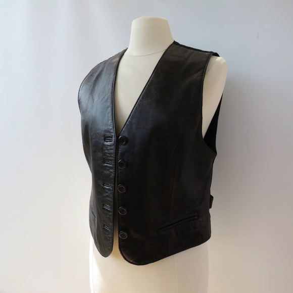 The Limited Jackets & Blazers - Vintage The Limited Black Leather Vest Size Medium